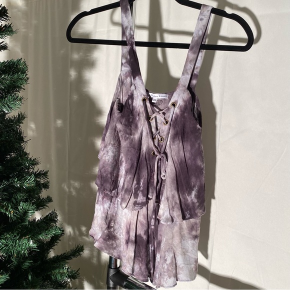✨Young Fabulous and Broke YFB Lace Up Tank Top Tie Dye “Irene Top” XS - Picture 2 of 4